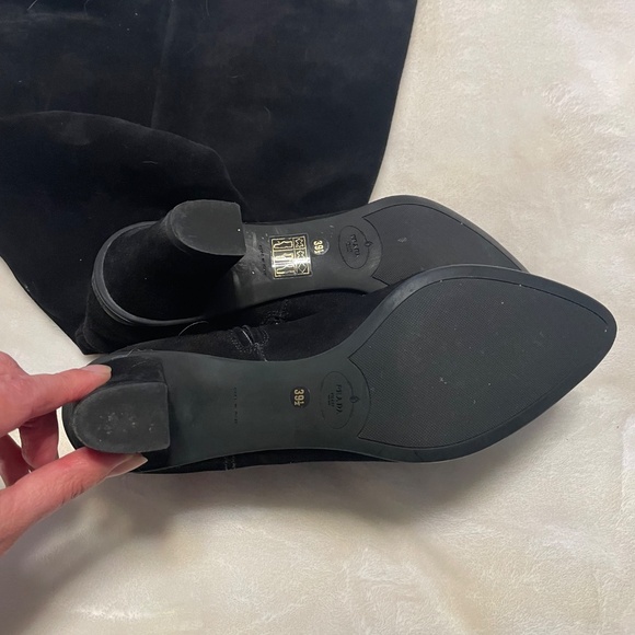 Prada authentic boots black suede knee high 8 8.5 - Picture 4 of 5